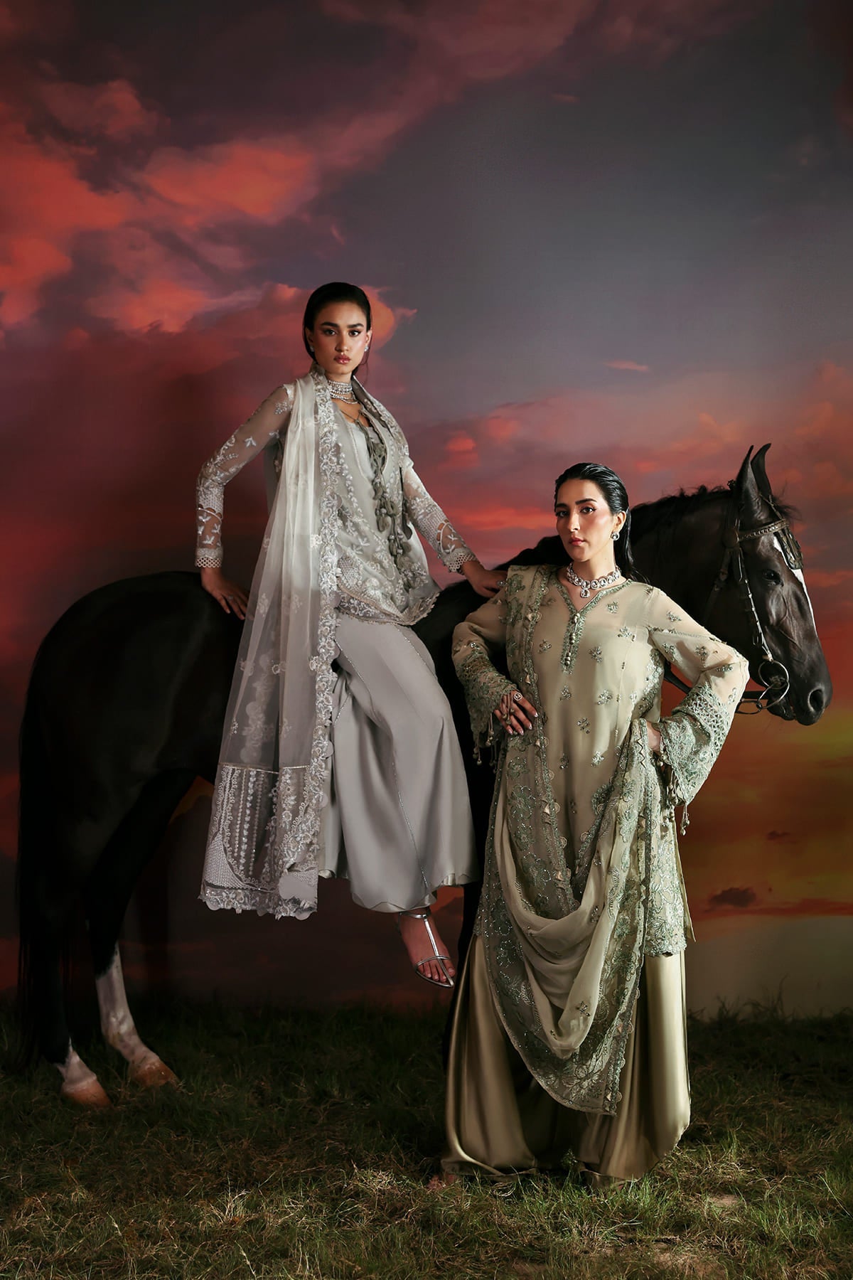 Nerine sage green shirt and flared trousers, reference outfit photograph 8 — Made by Mairaz reproduction