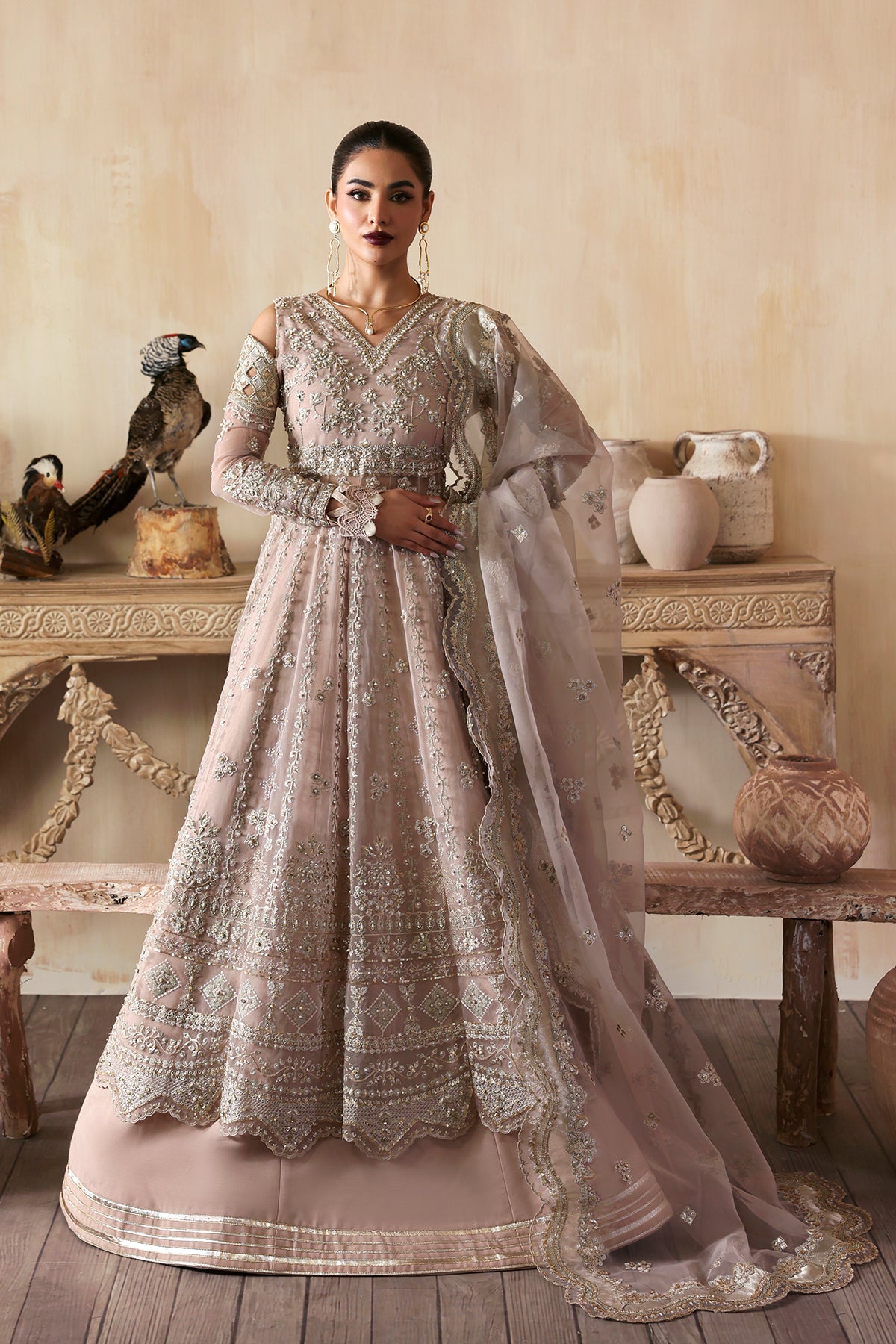 Nure blush pink kalidaar, reference outfit photograph 1 — Made by Mairaz reproduction
