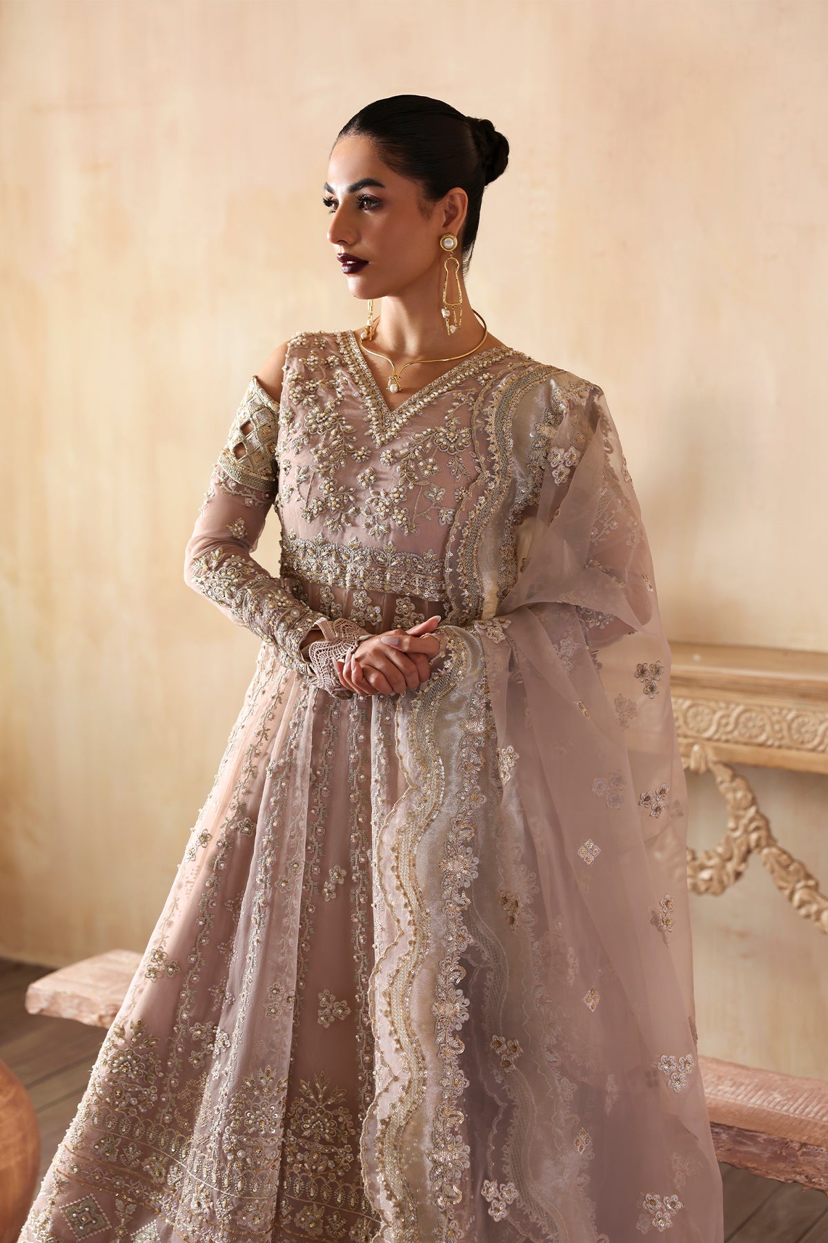 Nure blush pink kalidaar, reference outfit photograph 5 — Made by Mairaz reproduction