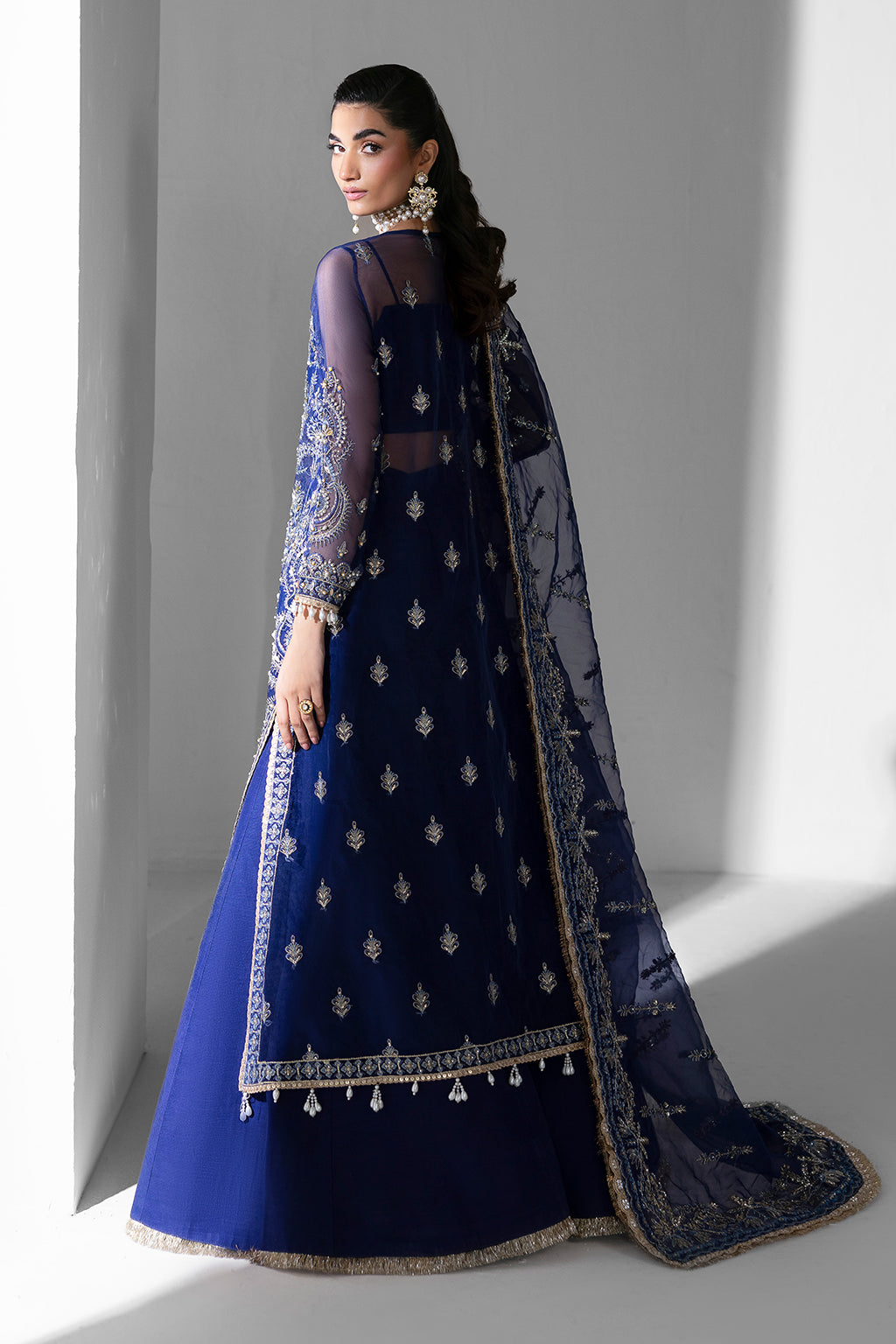 Orchid Royal Blue royal blue long shirt and skirt, reference outfit photograph 3 — Made by Mairaz reproduction