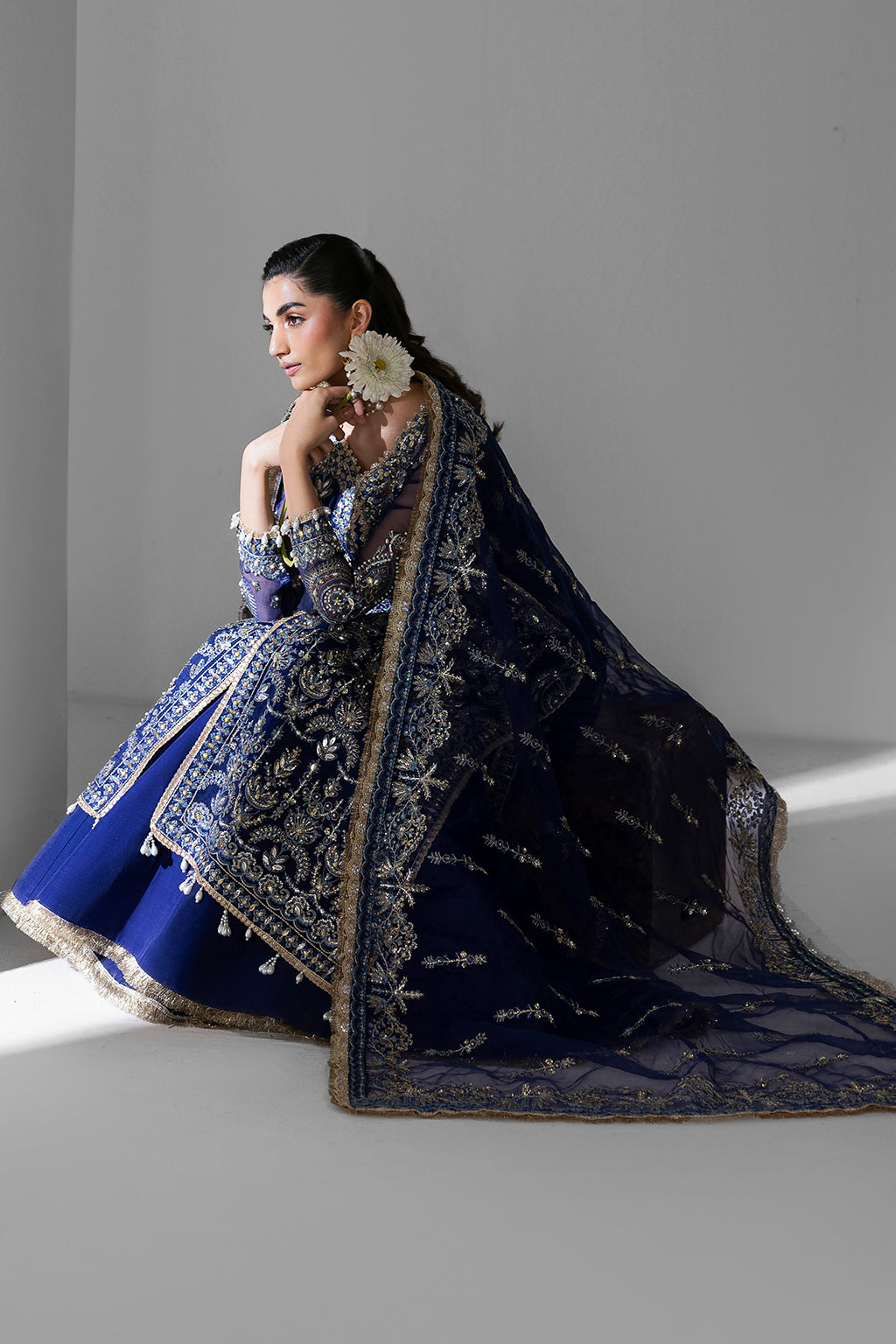 Orchid Royal Blue royal blue long shirt and skirt, reference outfit photograph 6 — Made by Mairaz reproduction