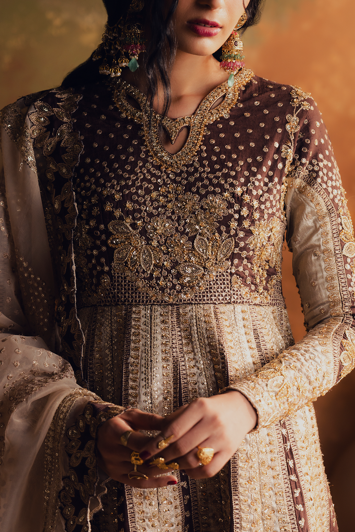 Parisa champagne gold kalidaar, reference outfit photograph 2 — Made by Mairaz reproduction