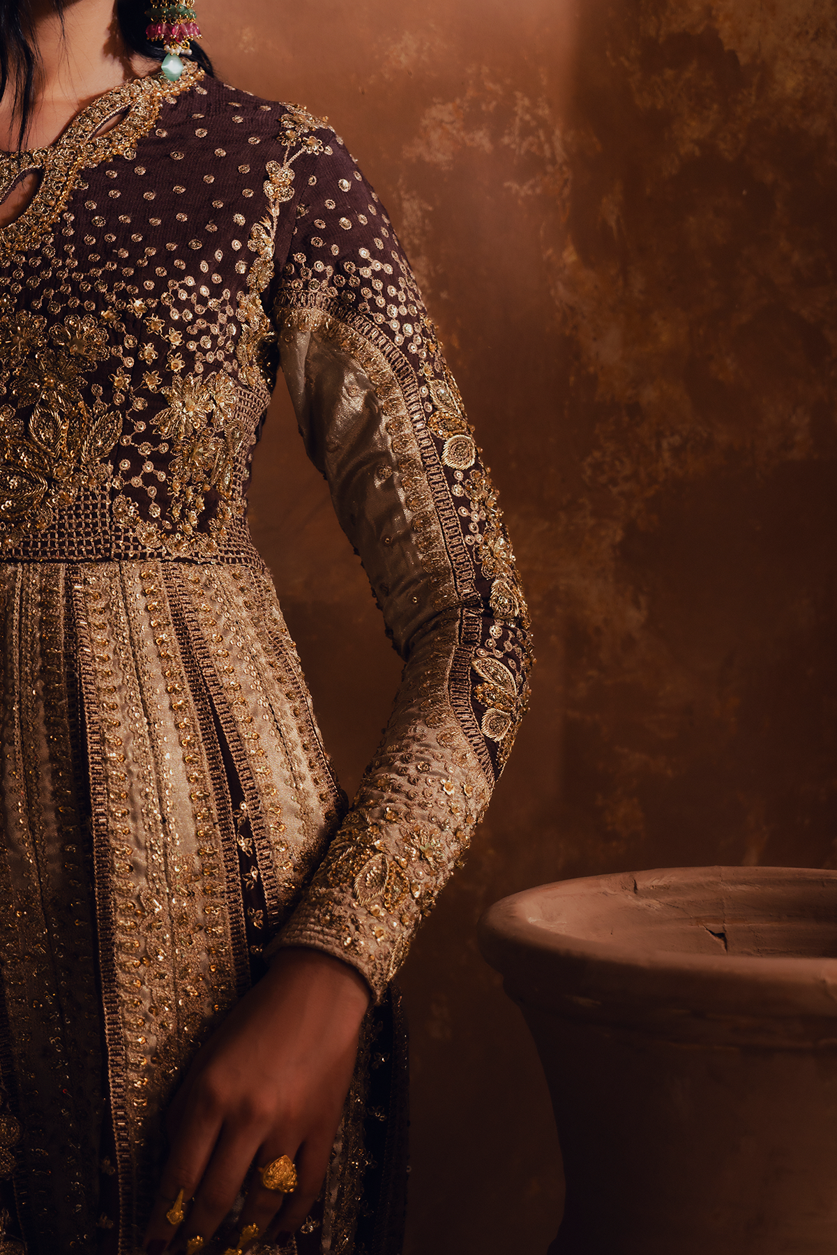 Parisa champagne gold kalidaar, reference outfit photograph 5 — Made by Mairaz reproduction