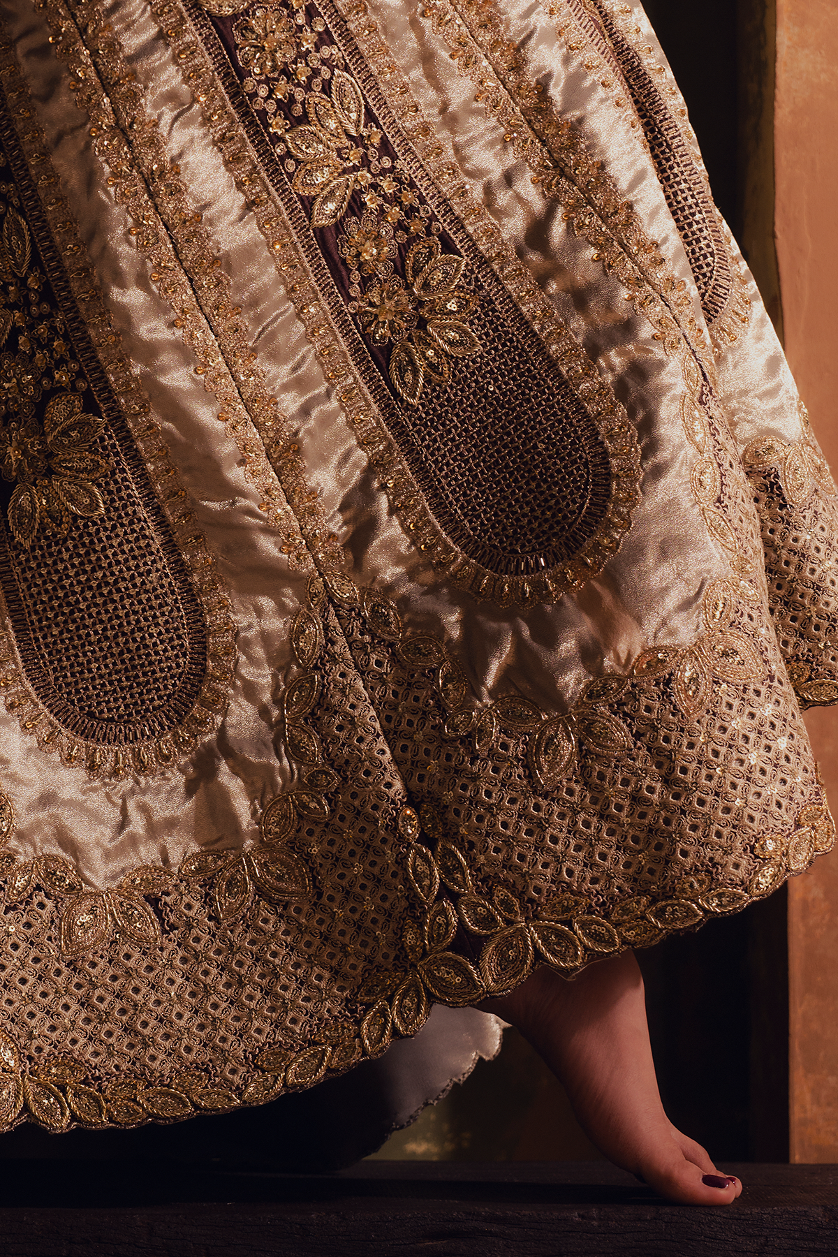 Parisa champagne gold kalidaar, reference outfit photograph 6 — Made by Mairaz reproduction