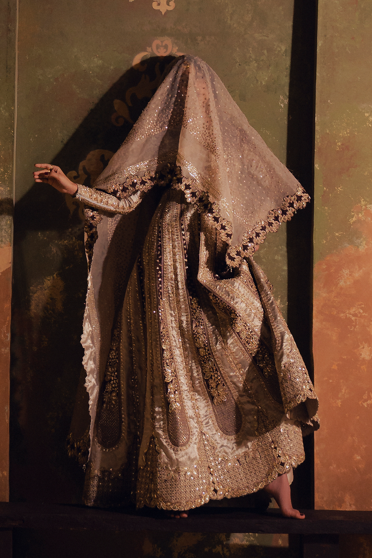 Parisa champagne gold kalidaar, reference outfit photograph 7 — Made by Mairaz reproduction