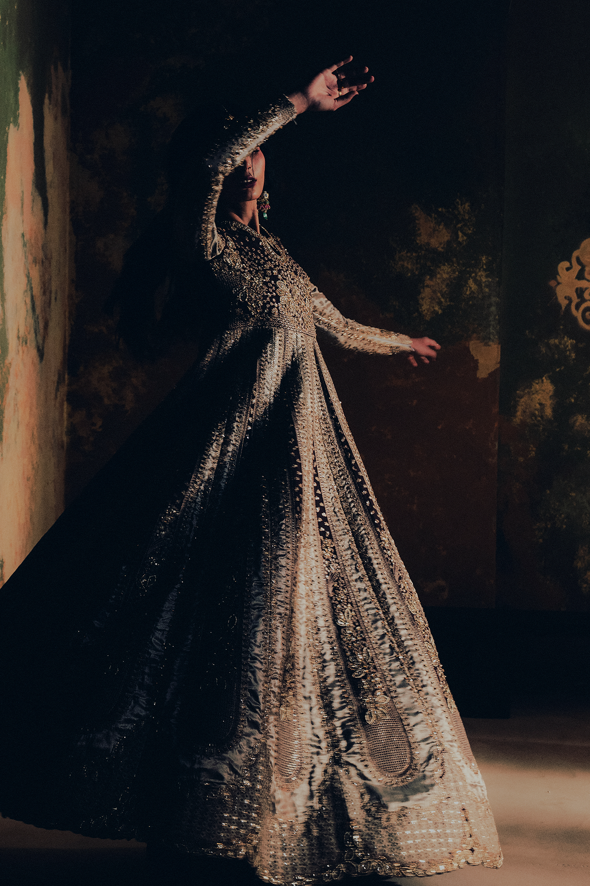 Parisa champagne gold kalidaar, reference outfit photograph 9 — Made by Mairaz reproduction