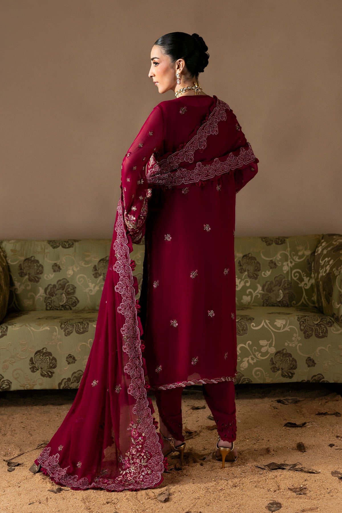 Poise maroon shirt and trousers, reference outfit photograph 2 — Made by Mairaz reproduction