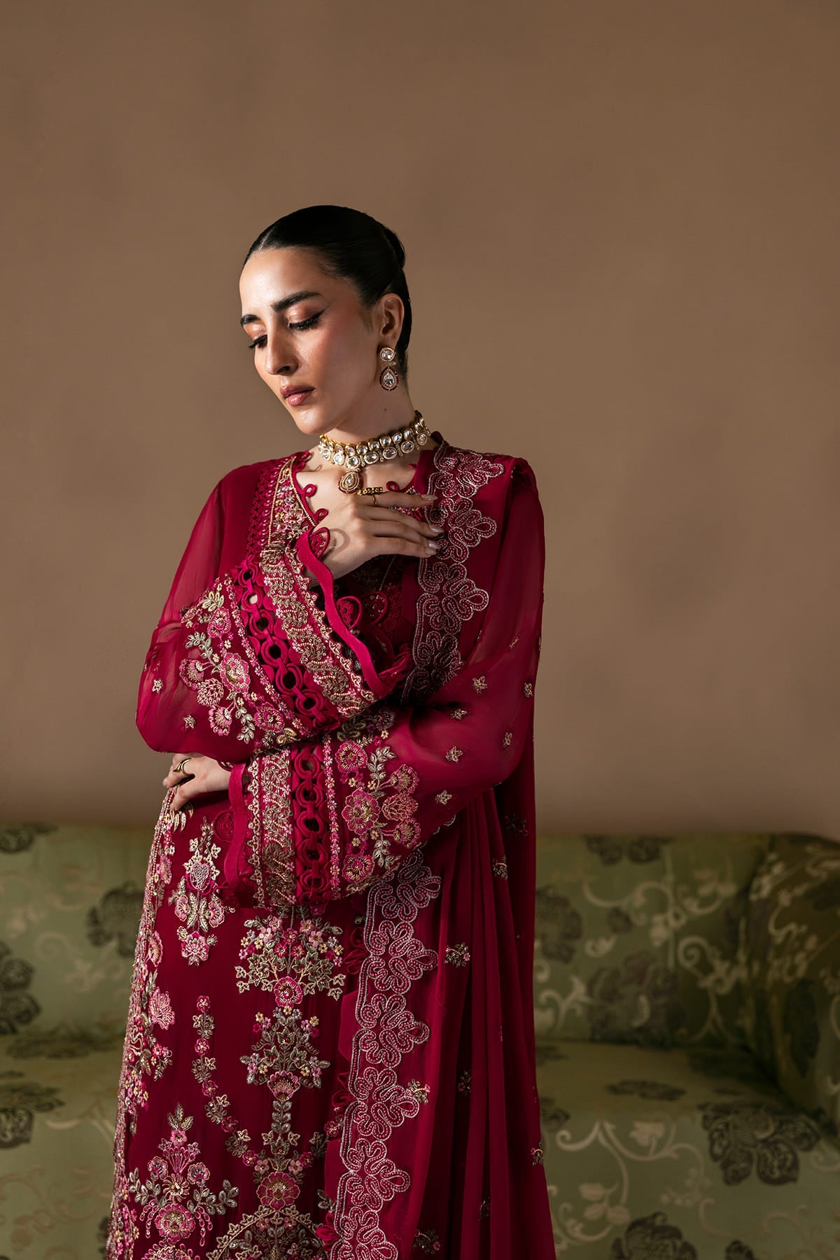 Poise maroon shirt and trousers, reference outfit photograph 4 — Made by Mairaz reproduction
