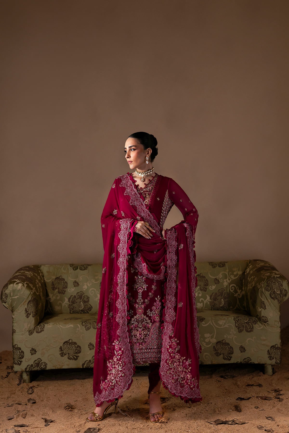 Poise maroon shirt and trousers, reference outfit photograph 5 — Made by Mairaz reproduction