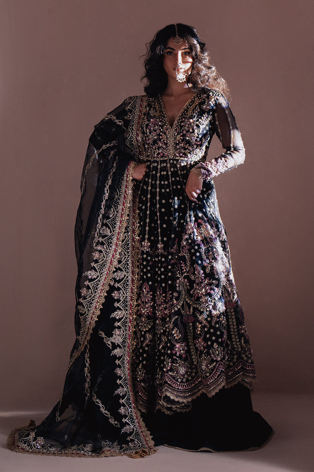 Qara black kalidaar, reference outfit photograph 1 — Made by Mairaz reproduction