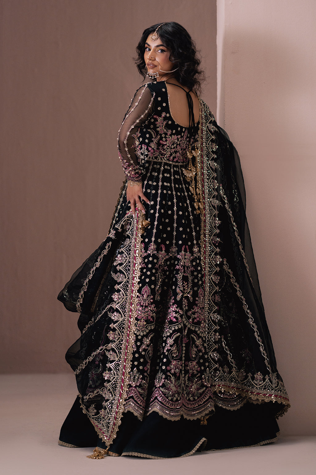 Qara black kalidaar, reference outfit photograph 2 — Made by Mairaz reproduction