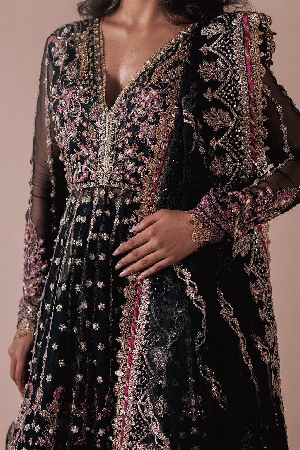 Qara black kalidaar, reference outfit photograph 20 — Made by Mairaz reproduction