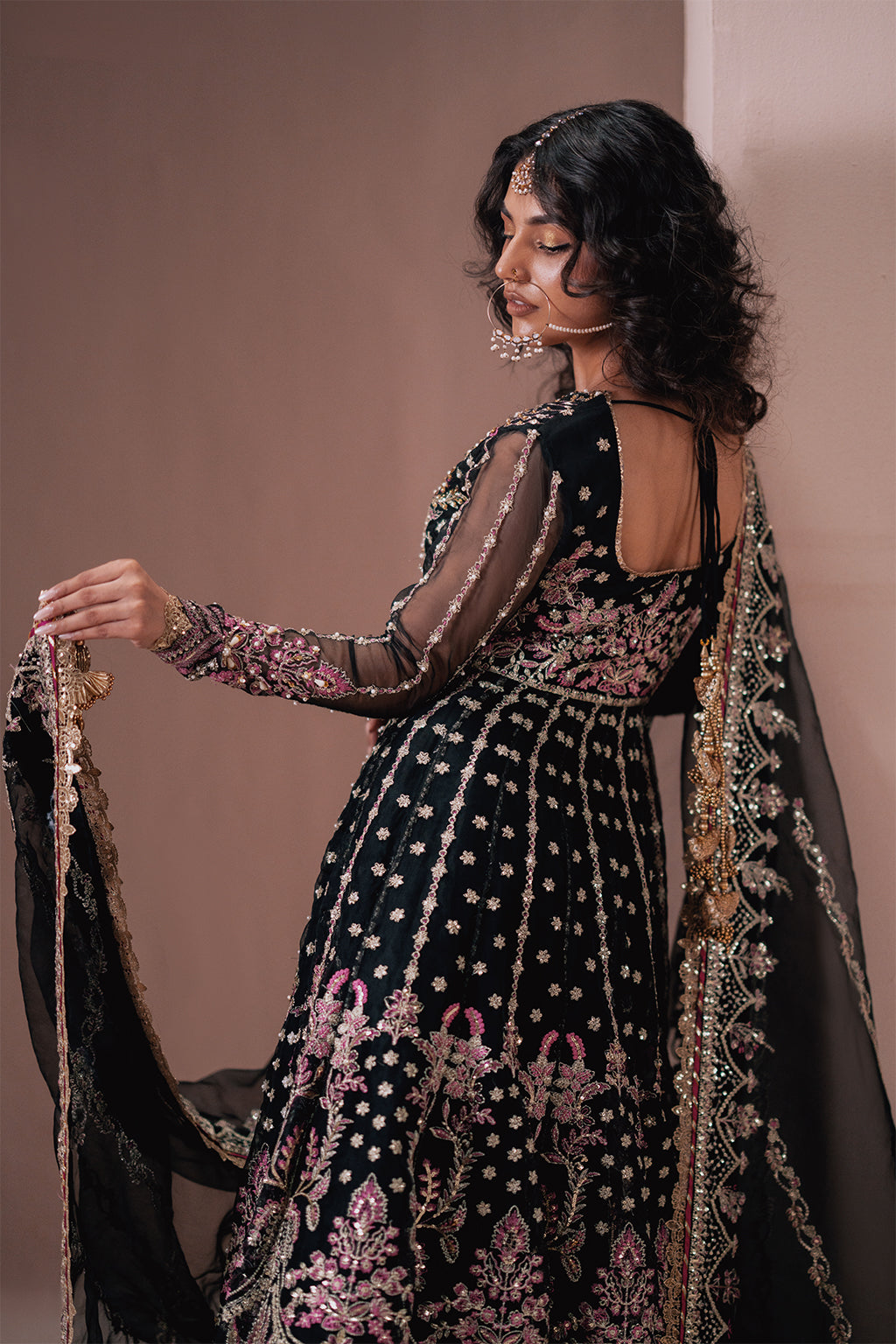 Qara black kalidaar, reference outfit photograph 6 — Made by Mairaz reproduction