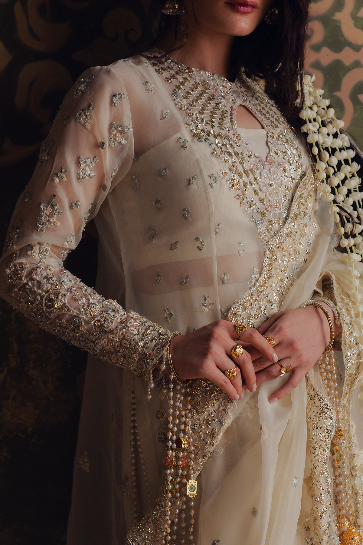 Roshanay ivory shirt and wide-leg trousers, reference outfit photograph 11 — Made by Mairaz reproduction