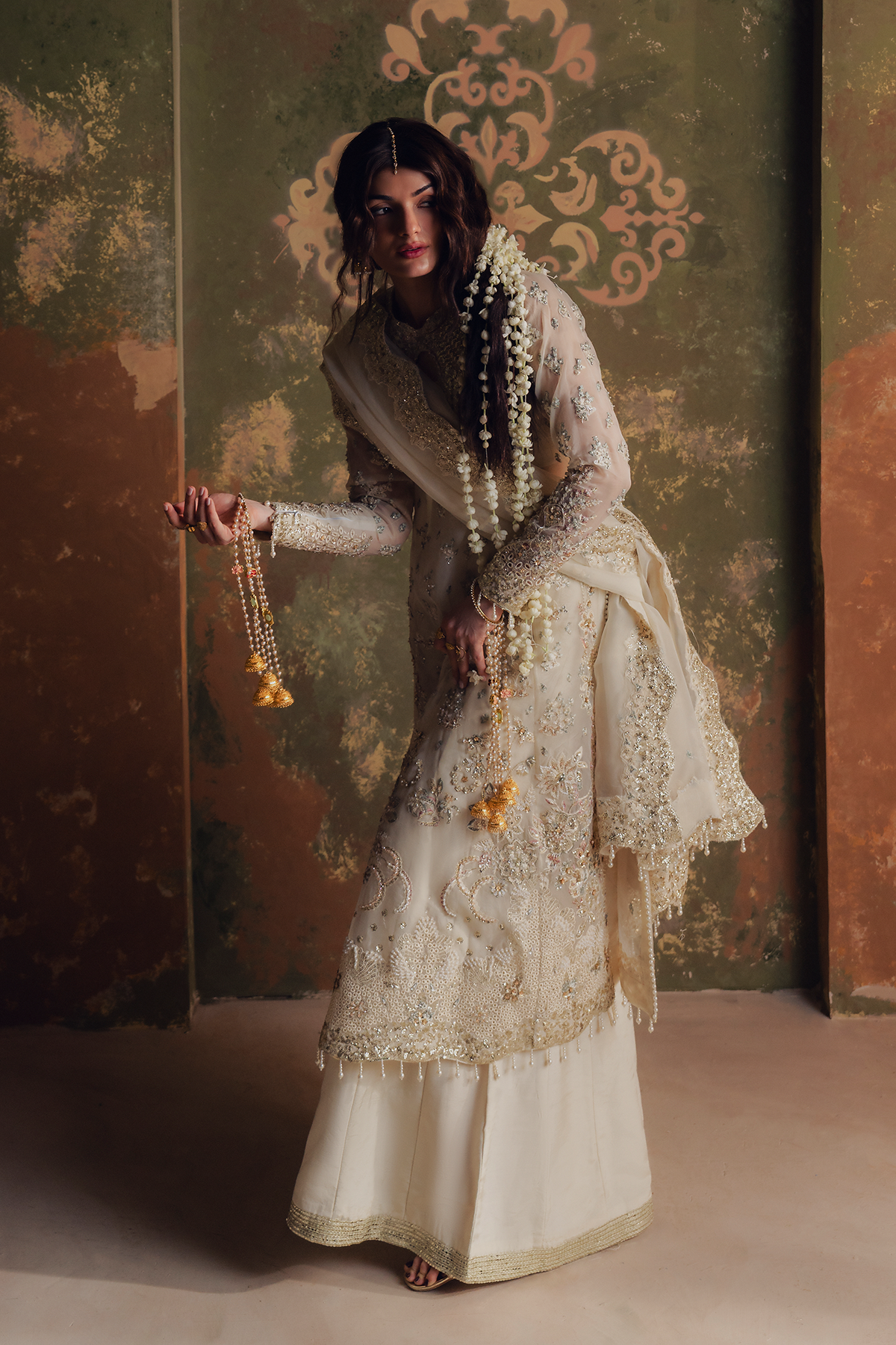 Roshanay ivory shirt and wide-leg trousers, reference outfit photograph 12 — Made by Mairaz reproduction