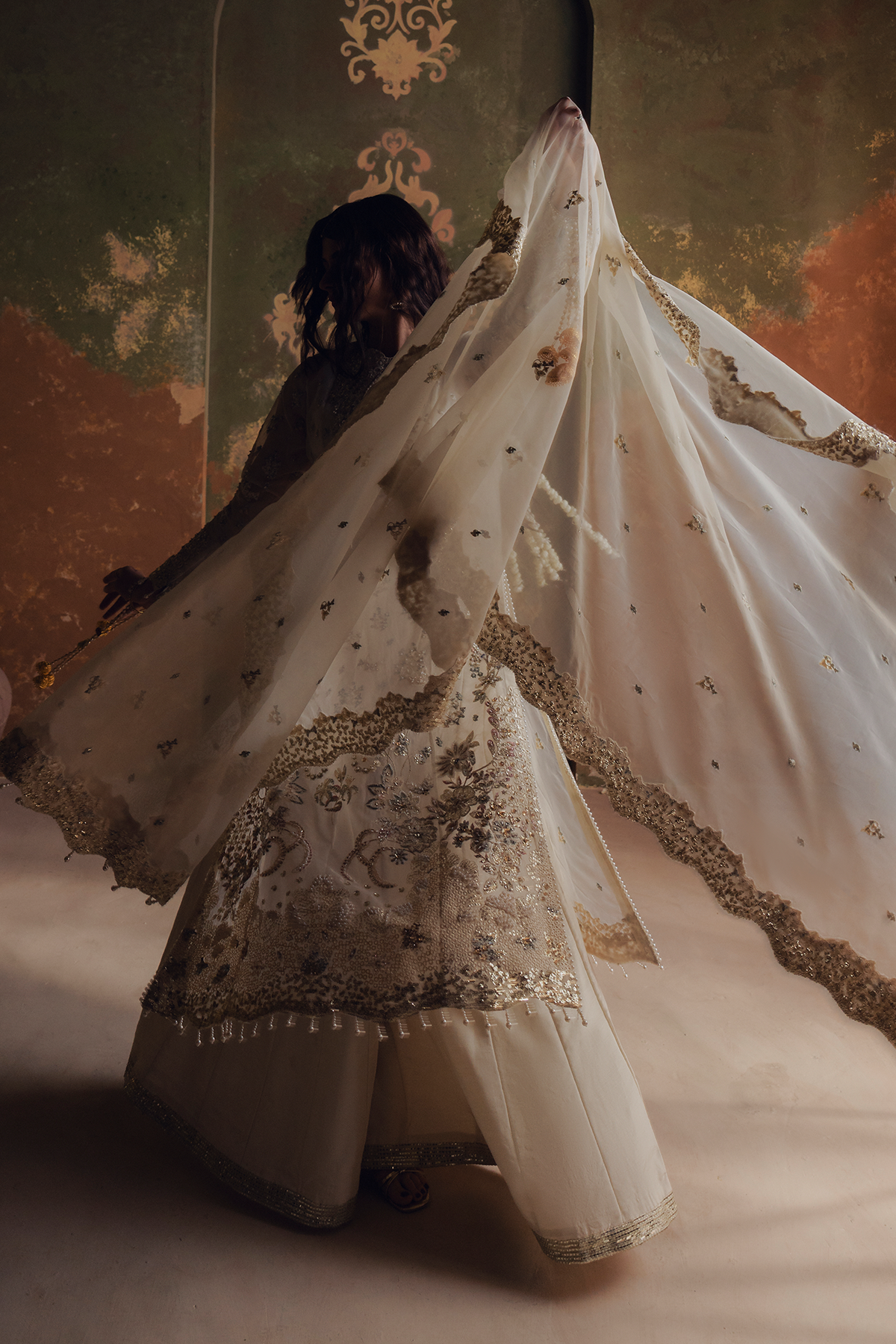 Roshanay ivory shirt and wide-leg trousers, reference outfit photograph 15 — Made by Mairaz reproduction