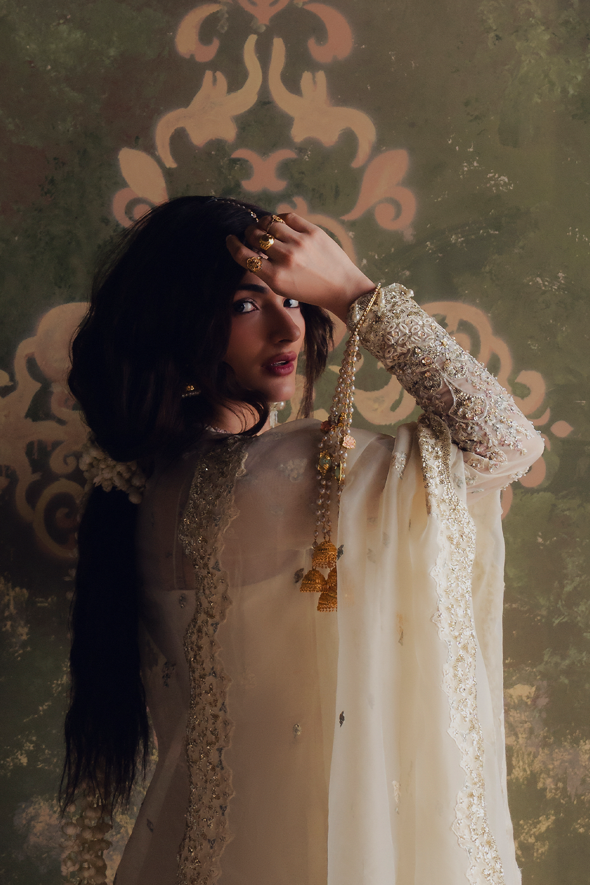 Roshanay ivory shirt and wide-leg trousers, reference outfit photograph 4 — Made by Mairaz reproduction