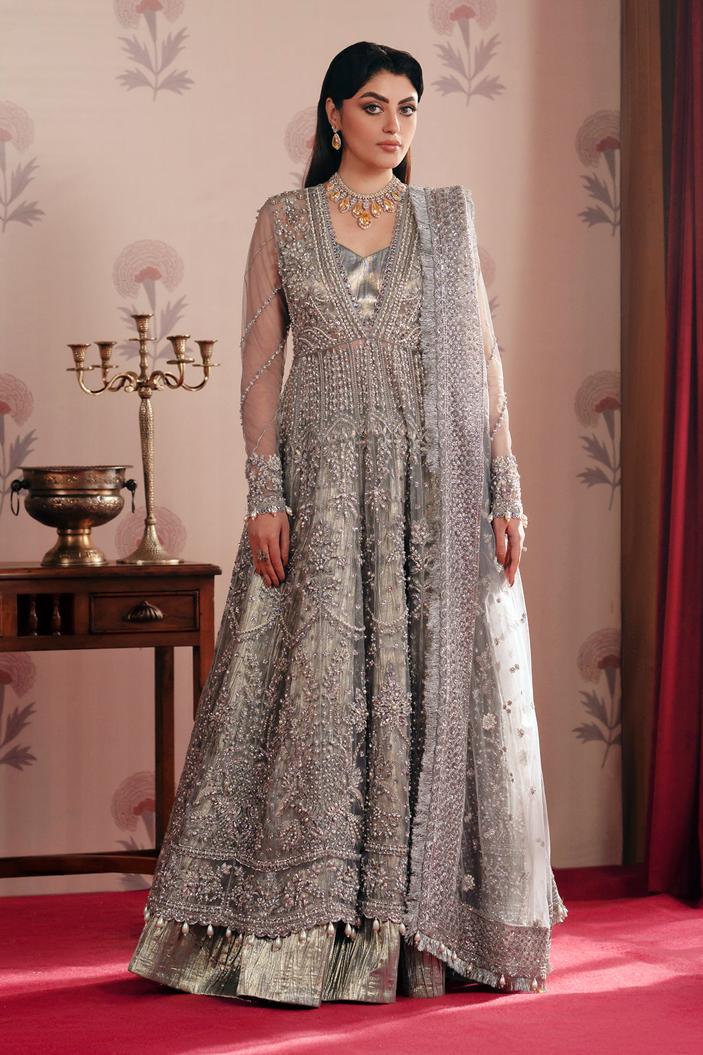 Shahana silver grey shirt and sharara, reference outfit photograph 1 — Made by Mairaz reproduction