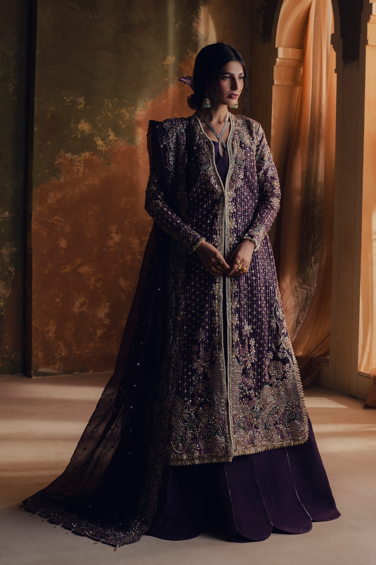 Shahzarin deep purple long shirt and skirt, reference outfit photograph 1 — Made by Mairaz reproduction