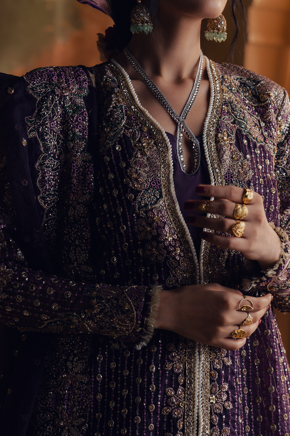 Shahzarin deep purple long shirt and skirt, reference outfit photograph 3 — Made by Mairaz reproduction