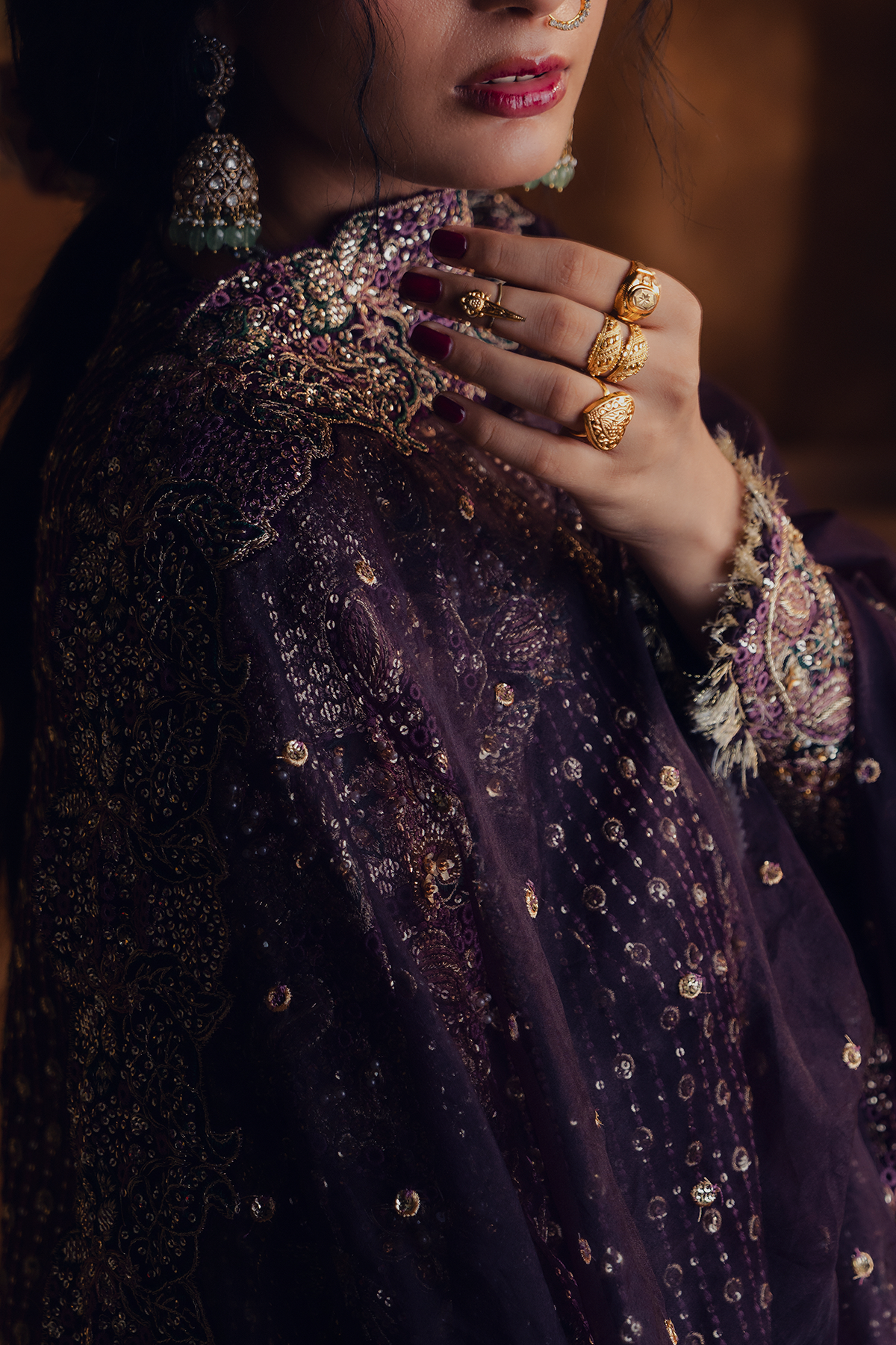 Shahzarin deep purple long shirt and skirt, reference outfit photograph 4 — Made by Mairaz reproduction