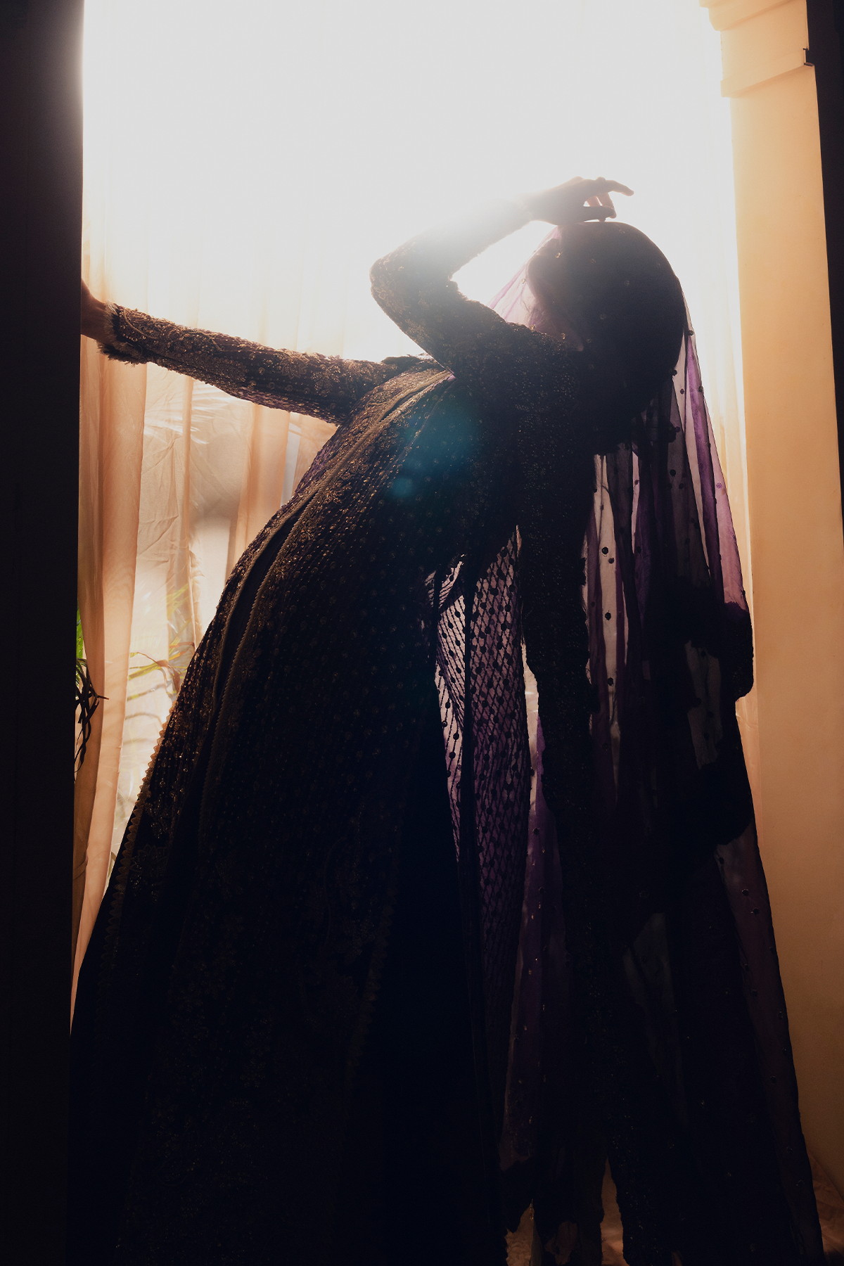 Shahzarin deep purple long shirt and skirt, reference outfit photograph 8 — Made by Mairaz reproduction