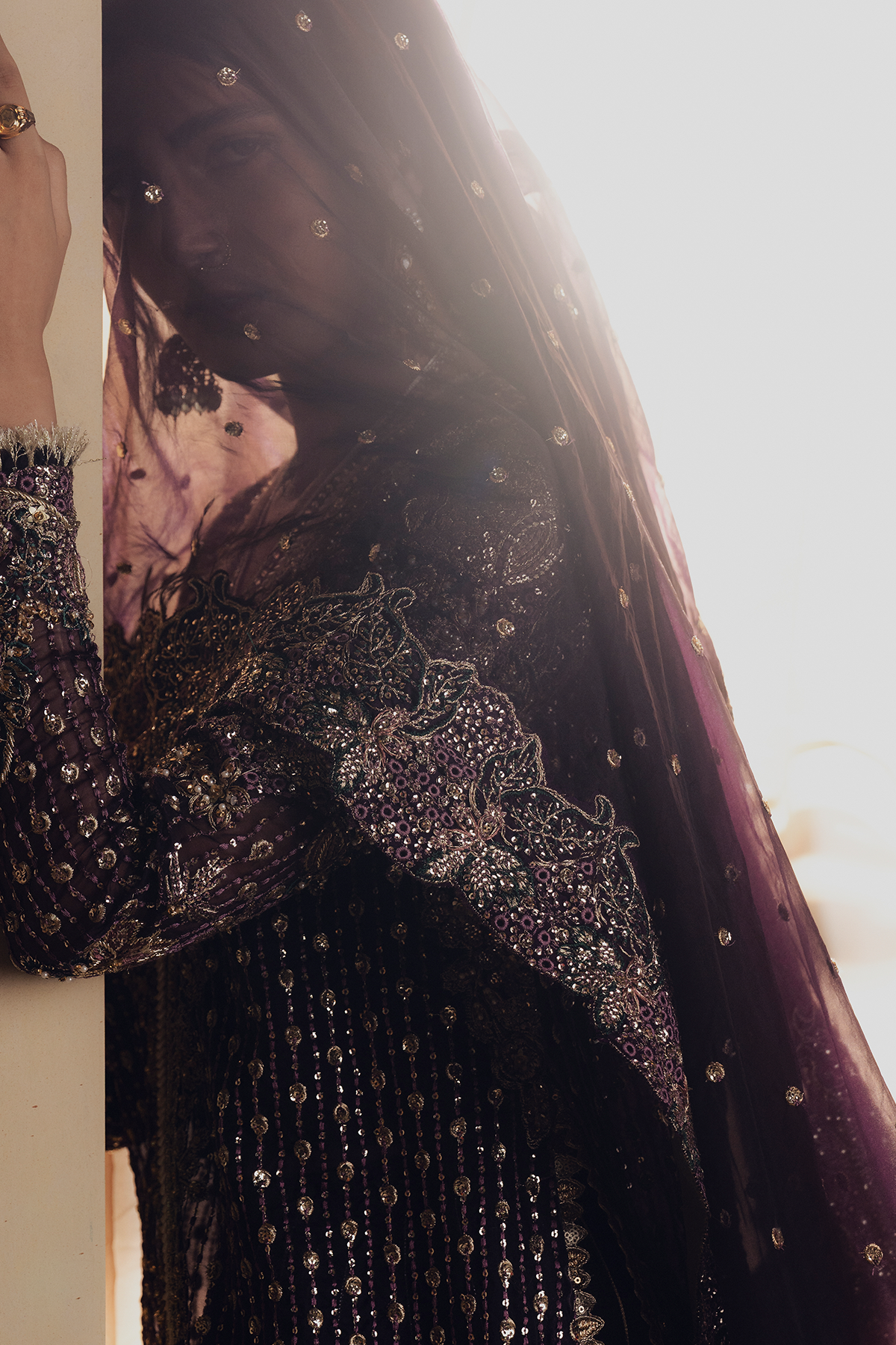 Shahzarin deep purple long shirt and skirt, reference outfit photograph 9 — Made by Mairaz reproduction