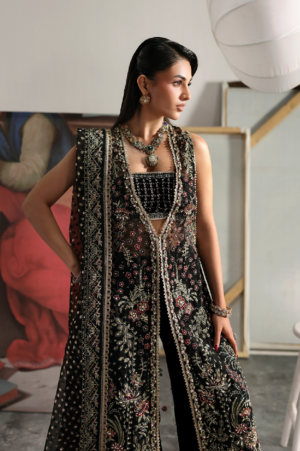 Sorrel black long shirt and trousers, reference outfit photograph 3 — Made by Mairaz reproduction