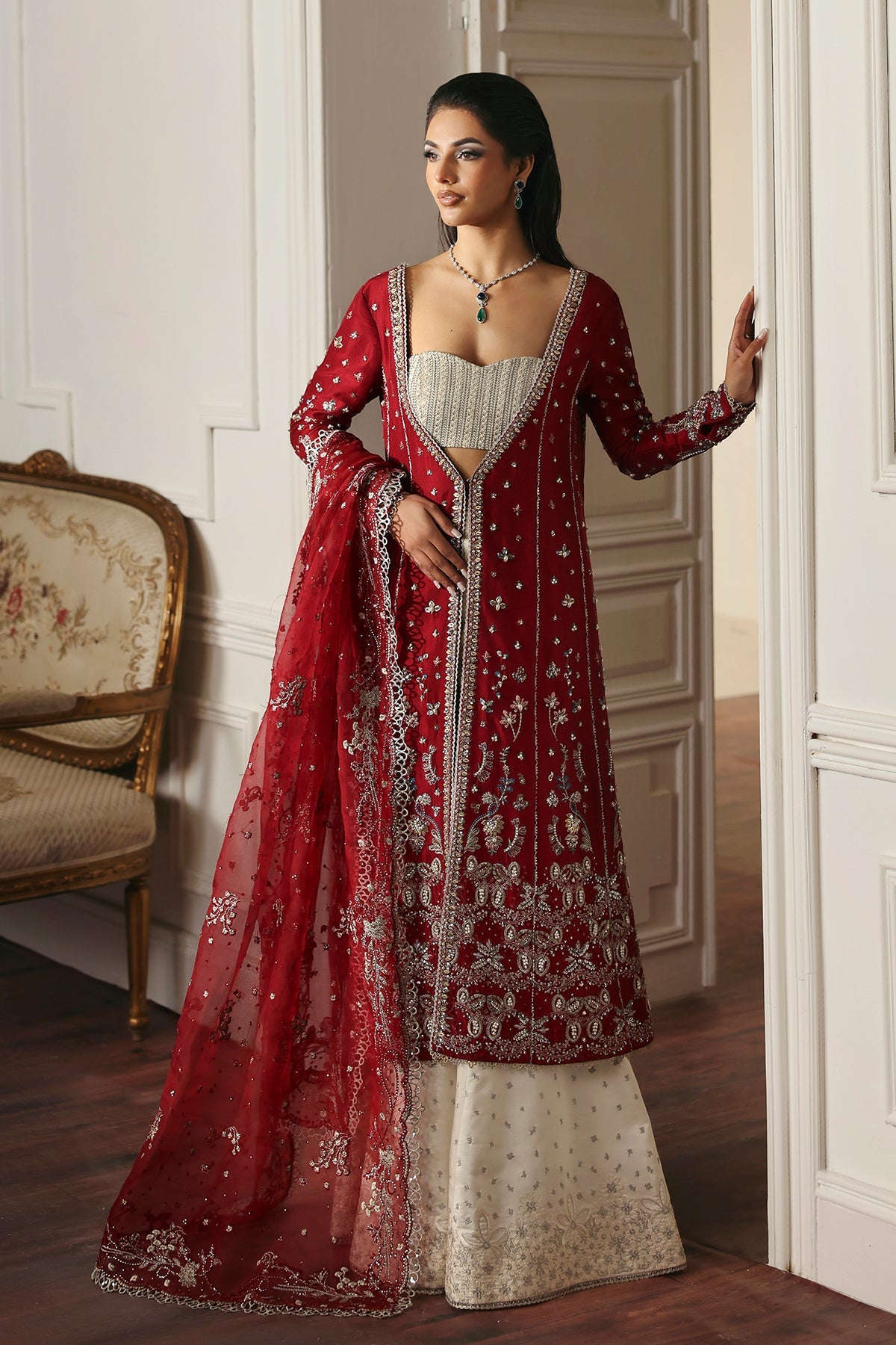 Stella Red red long shirt and trousers, reference outfit photograph 1 — Made by Mairaz reproduction