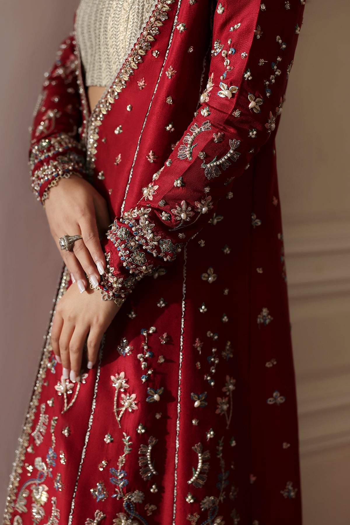 Stella Red red long shirt and trousers, reference outfit photograph 3 — Made by Mairaz reproduction