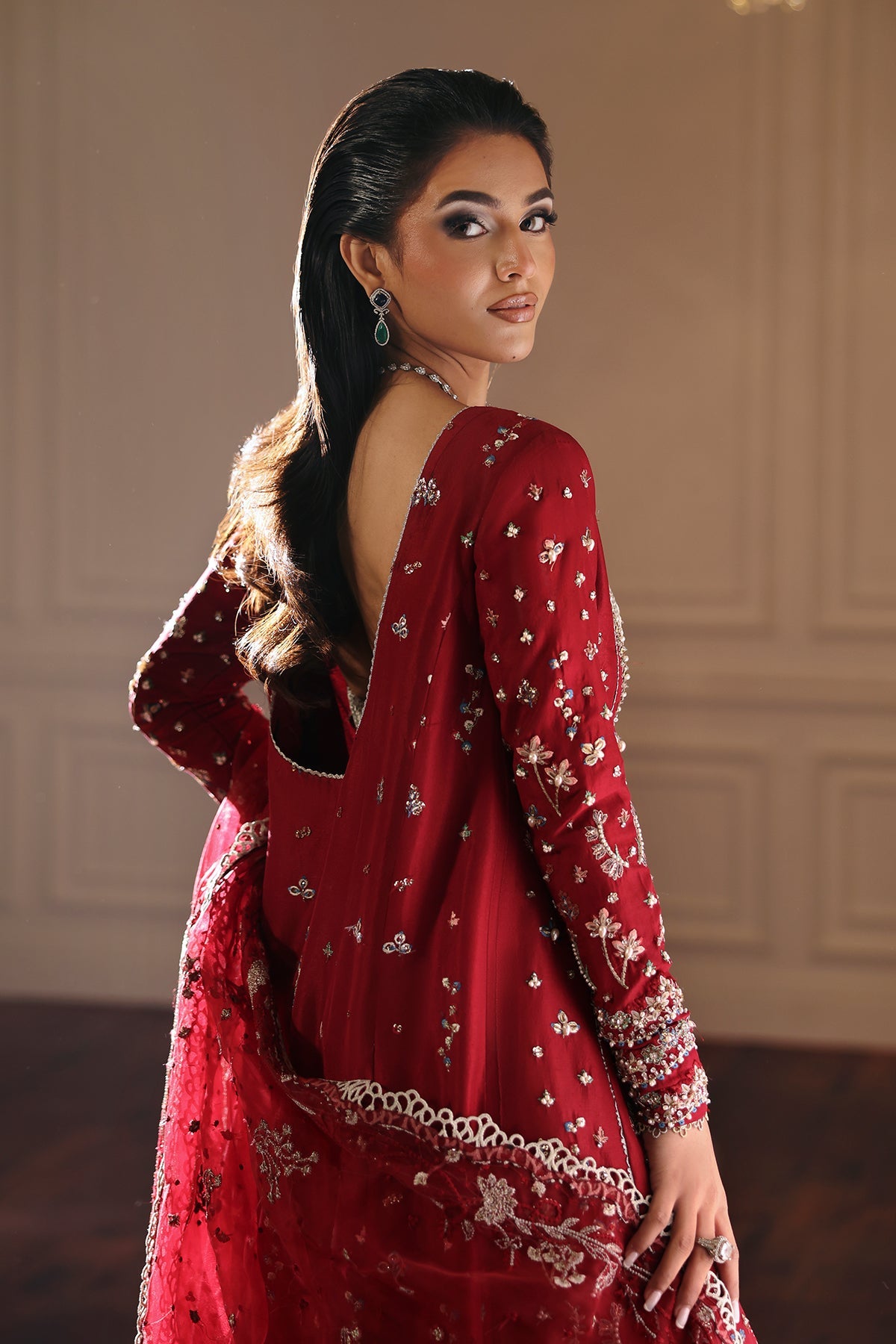 Stella Red red long shirt and trousers, reference outfit photograph 6 — Made by Mairaz reproduction