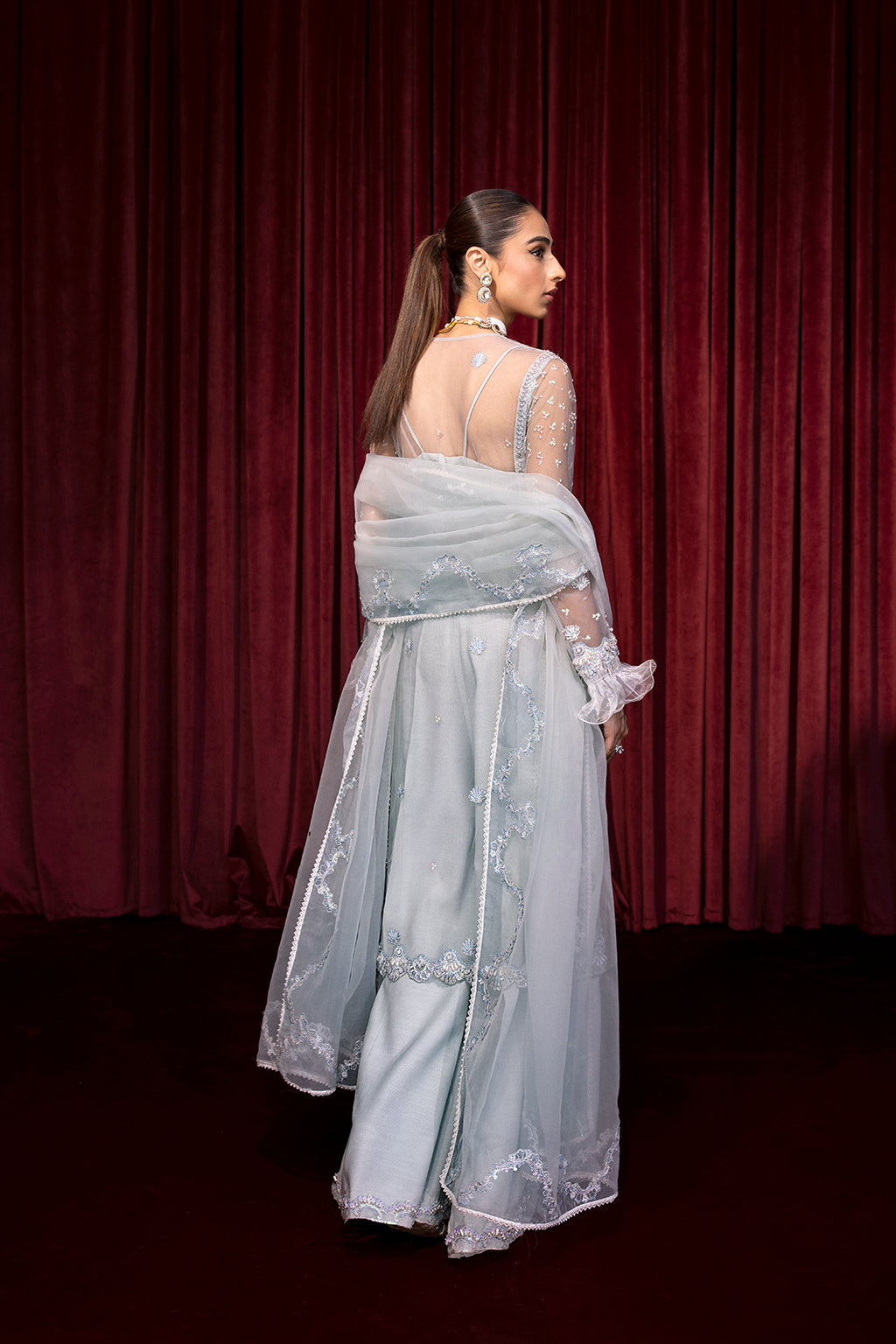 Tasawur lilac shirt and skirt, reference outfit photograph 2 — Made by Mairaz reproduction