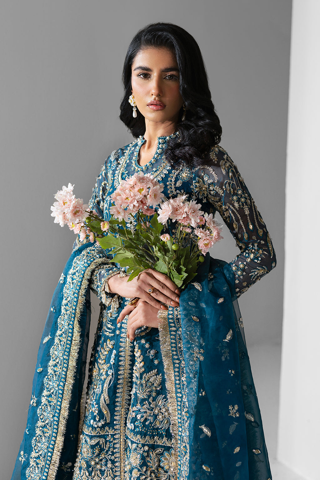 Twilight teal blue long shirt and skirt, reference outfit photograph 5 — Made by Mairaz reproduction