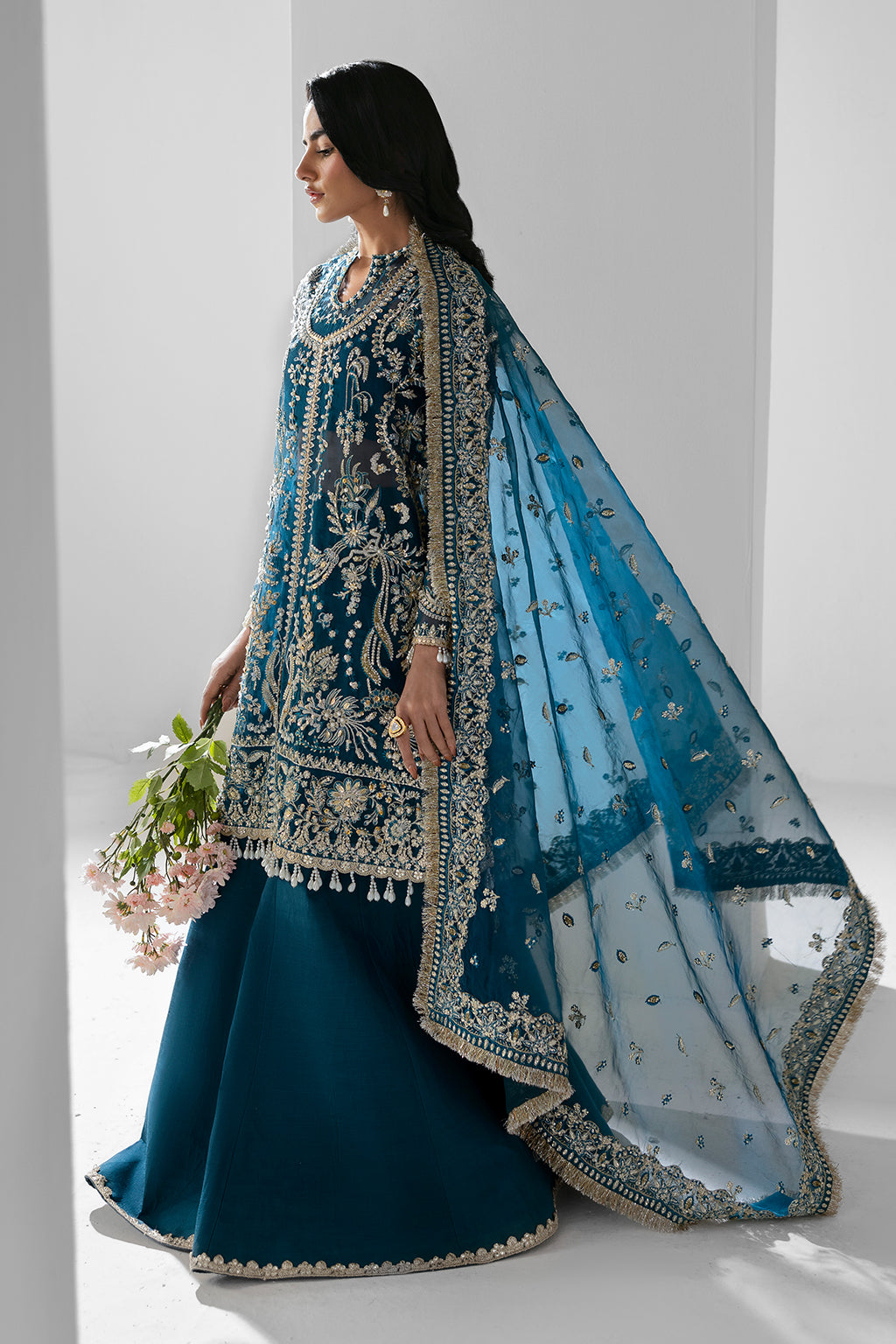 Twilight teal blue long shirt and skirt, reference outfit photograph 7 — Made by Mairaz reproduction