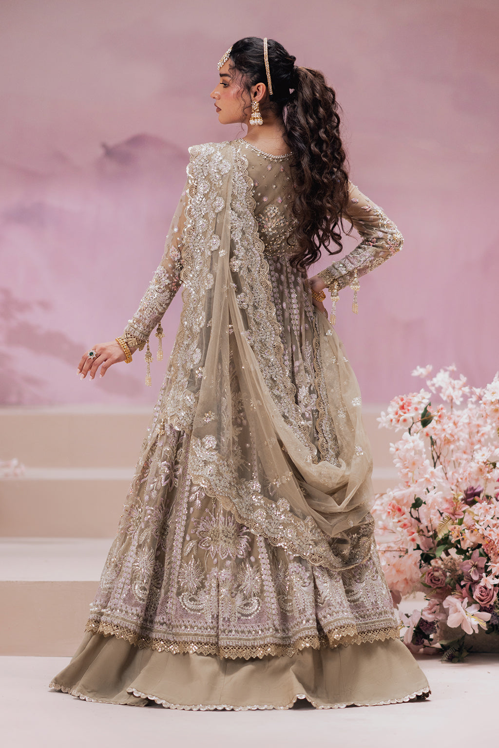 Zaib Champagne champagne long shirt and skirt, reference outfit photograph 2 — Made by Mairaz reproduction