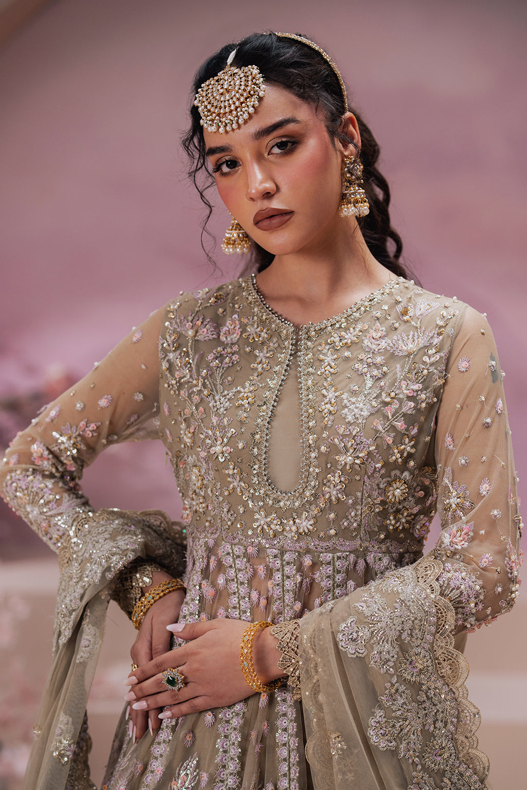 Zaib Champagne champagne long shirt and skirt, reference outfit photograph 3 — Made by Mairaz reproduction