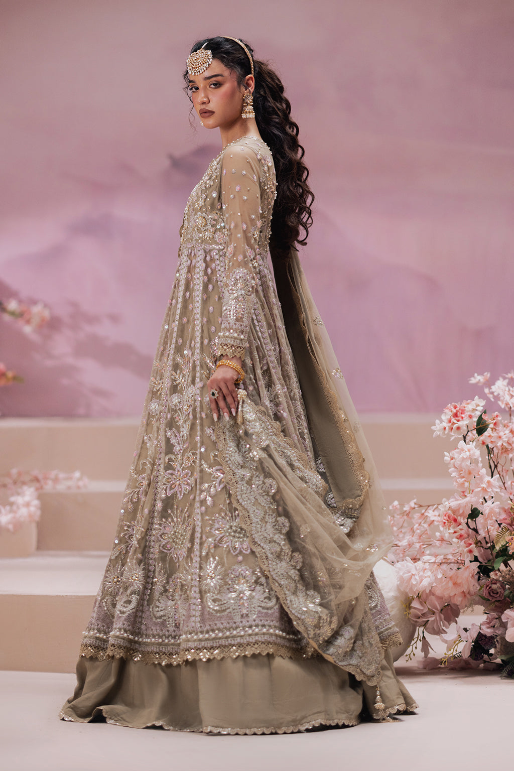 Zaib Champagne champagne long shirt and skirt, reference outfit photograph 7 — Made by Mairaz reproduction