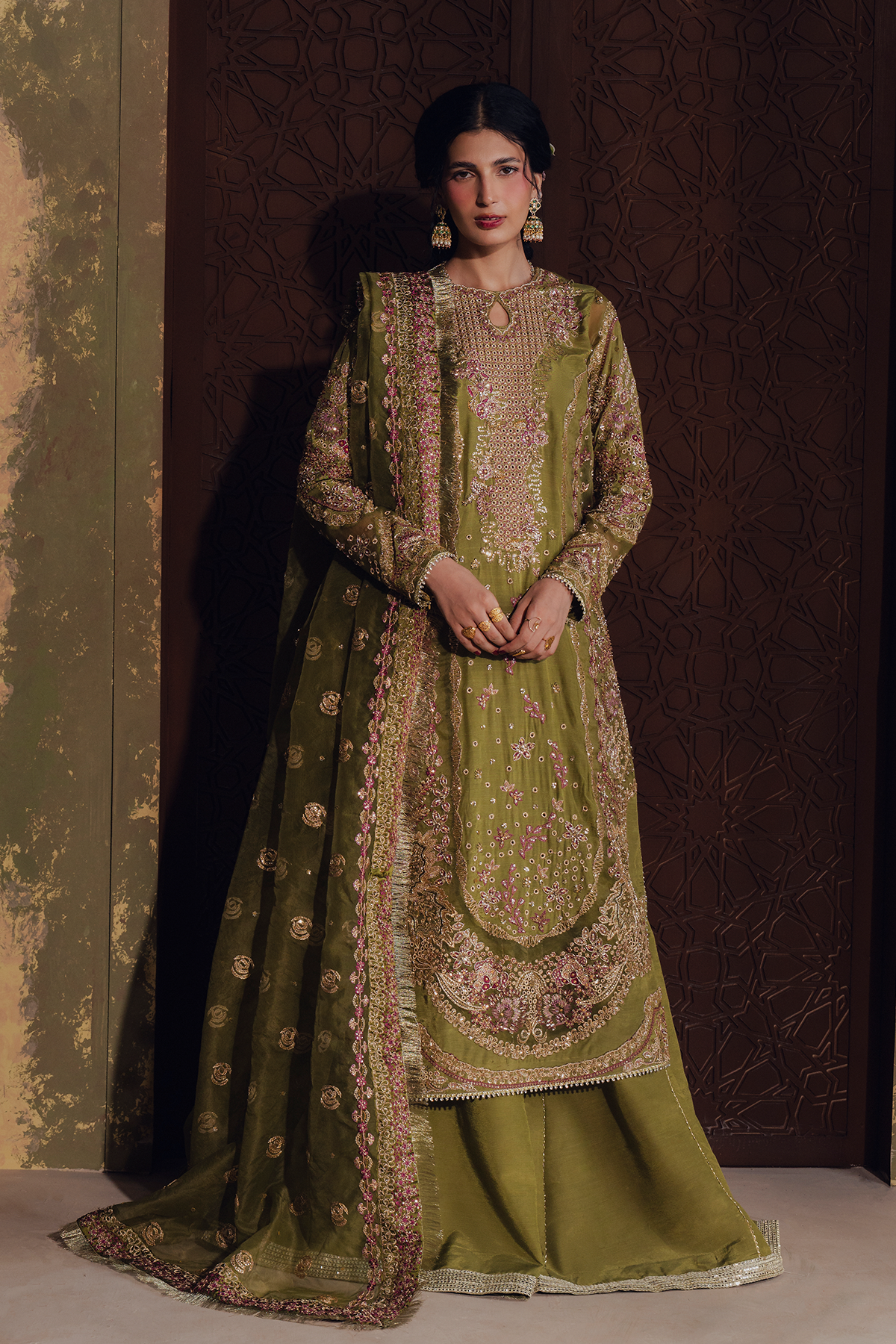 Zarmina lime green long shirt and skirt, reference outfit photograph 1 — Made by Mairaz reproduction