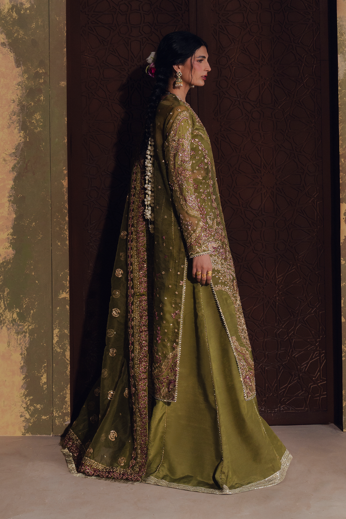 Zarmina lime green long shirt and skirt, reference outfit photograph 3 — Made by Mairaz reproduction