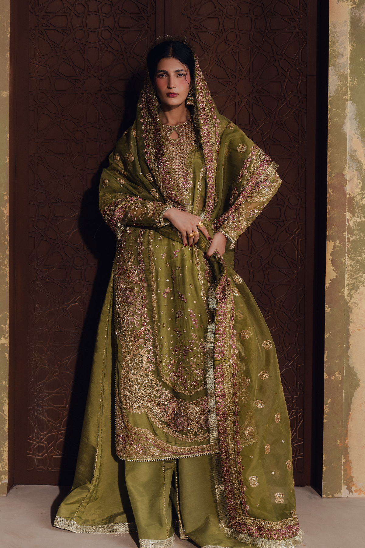Zarmina lime green long shirt and skirt, reference outfit photograph 7 — Made by Mairaz reproduction