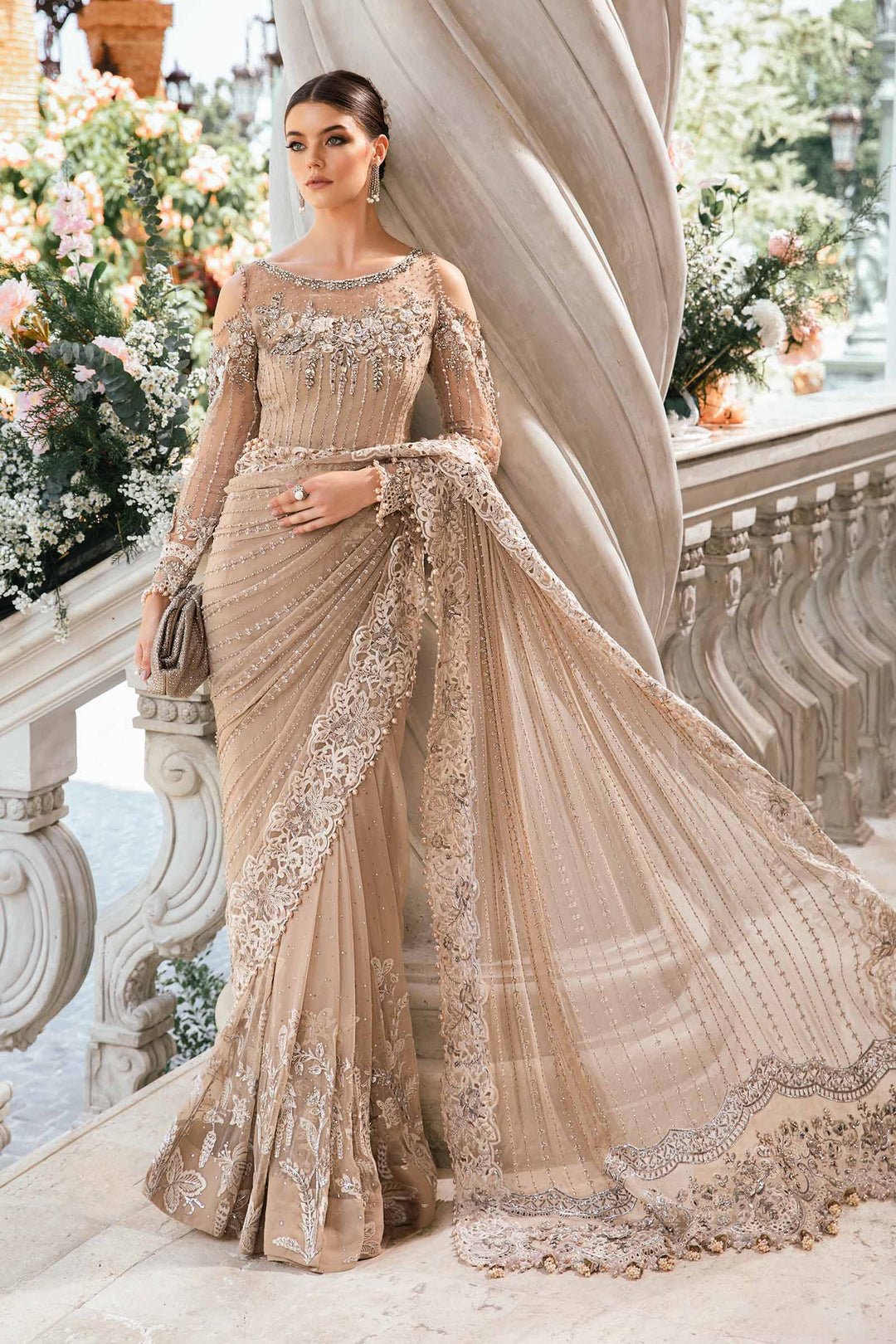 BD-2801 style reference, Champagne Saree, view 1