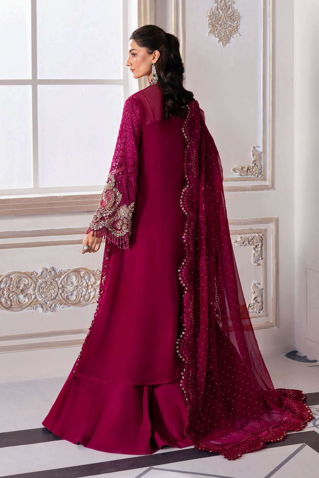 Maria B BD-3003 style reference, Magenta Formal Suit, view 12