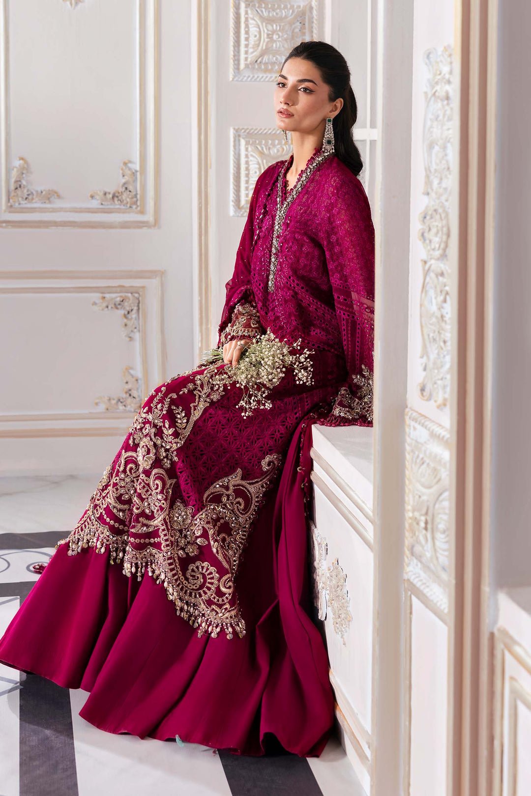 Maria B BD-3003 style reference, Magenta Formal Suit, view 2