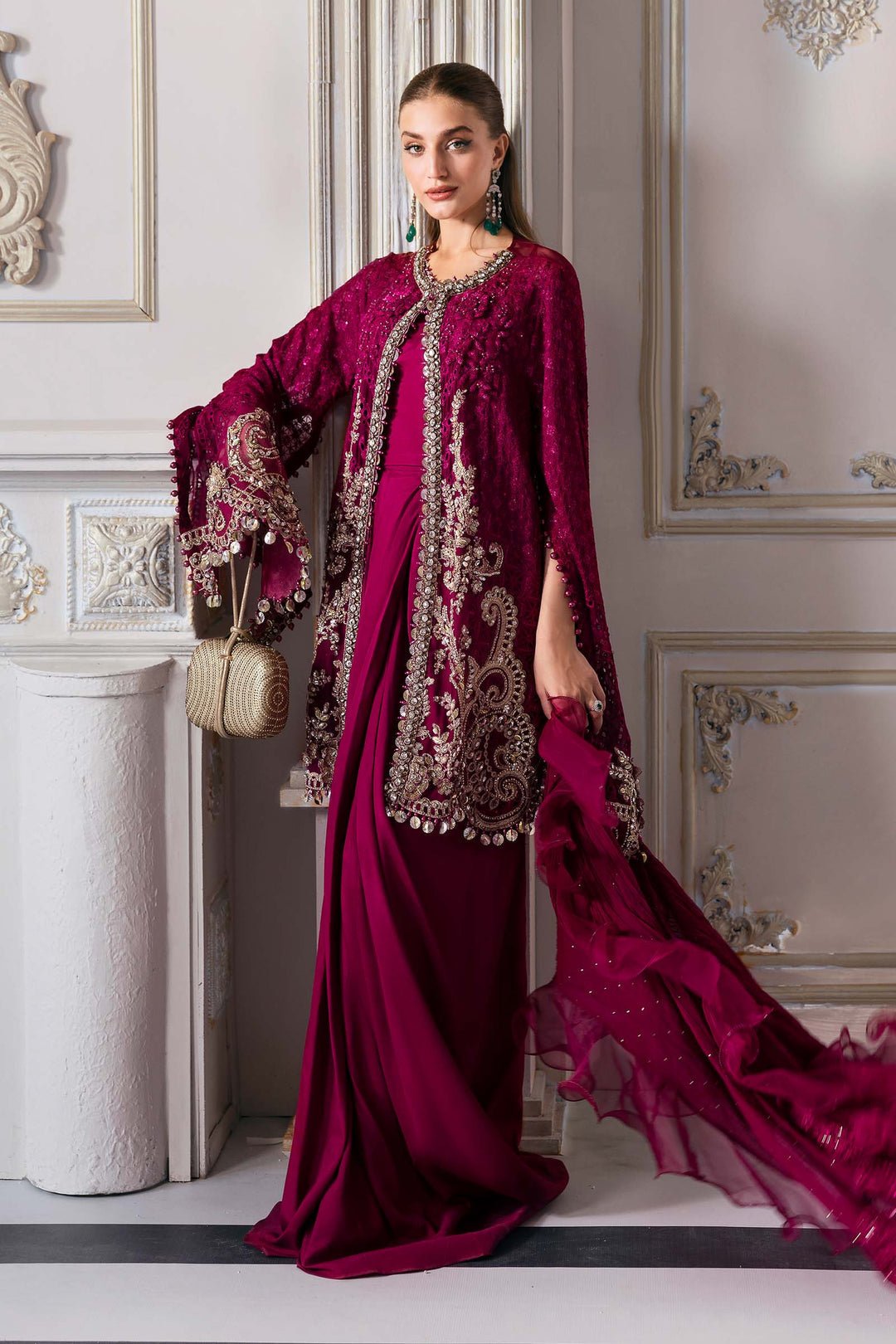 Maria B BD-3003 style reference, Magenta Formal Suit, view 4