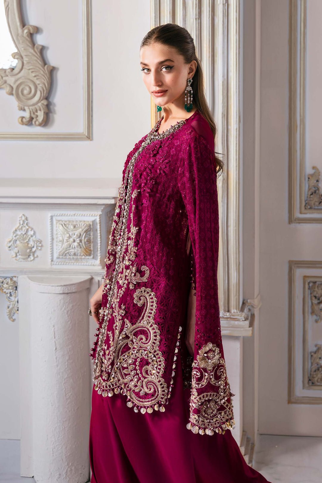 Maria B BD-3003 style reference, Magenta Formal Suit, view 6
