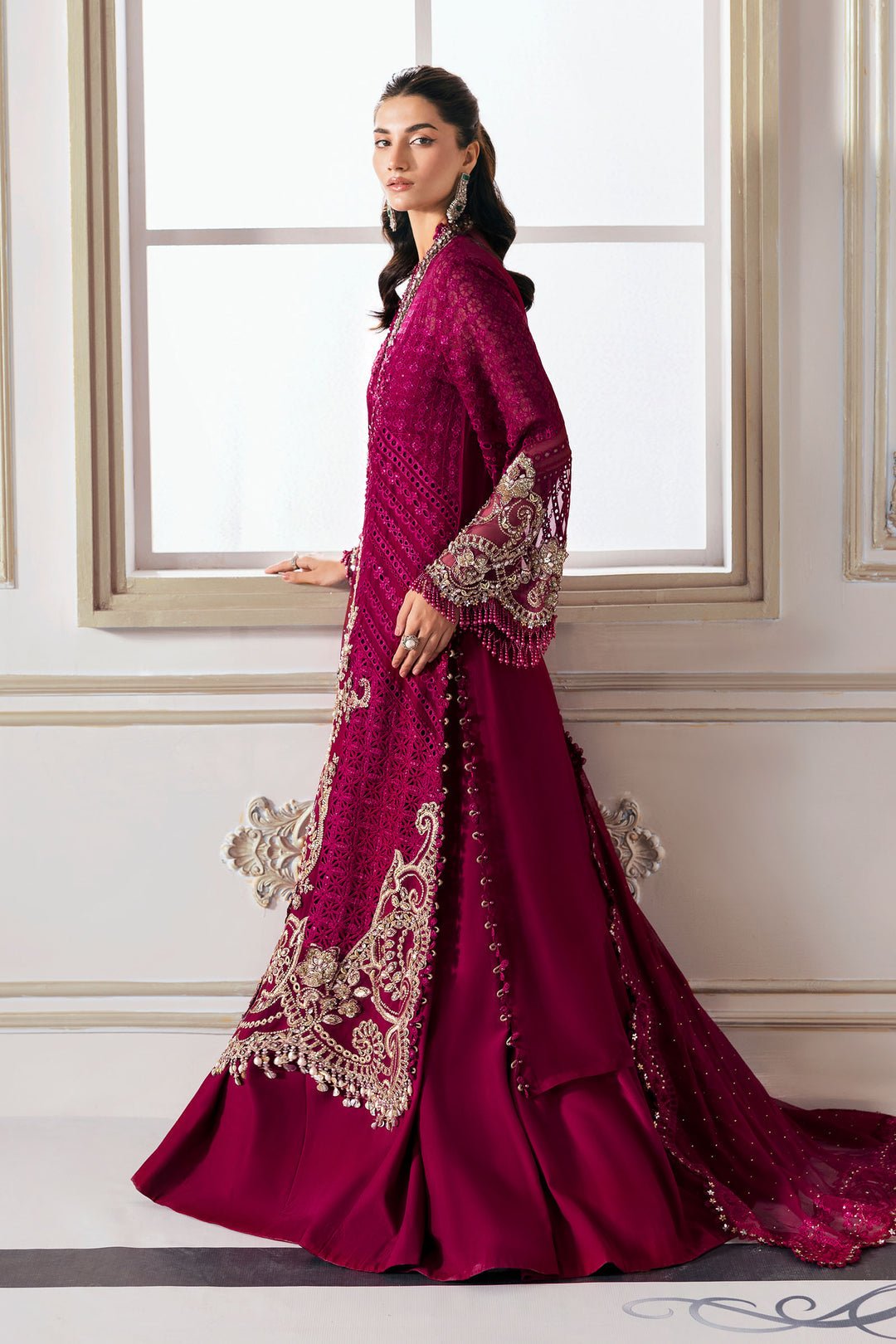 Maria B BD-3003 style reference, Magenta Formal Suit, view 7