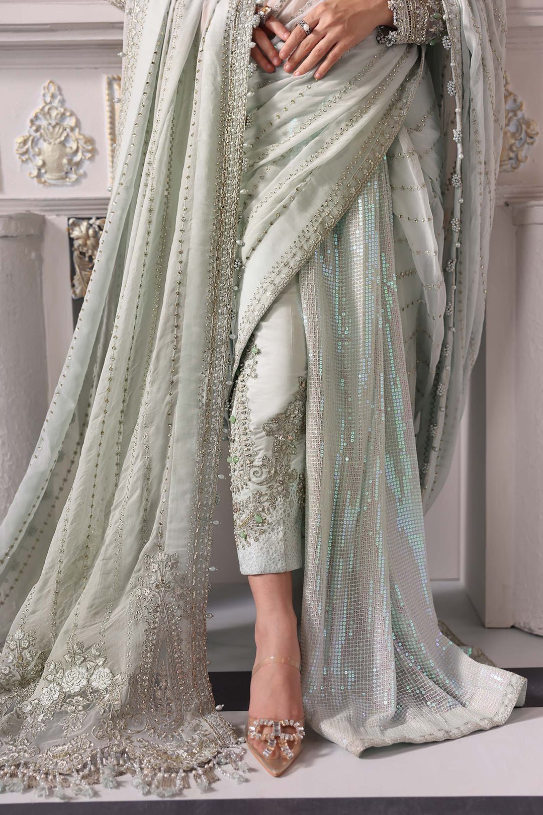 Maria B BD-3005 style reference, Ice Blue Formal Suit, view 8