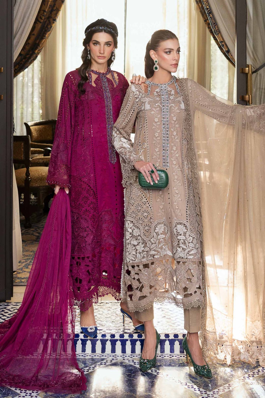 Maria B D-2502-B style reference, Magenta Lawn Suit, view 3