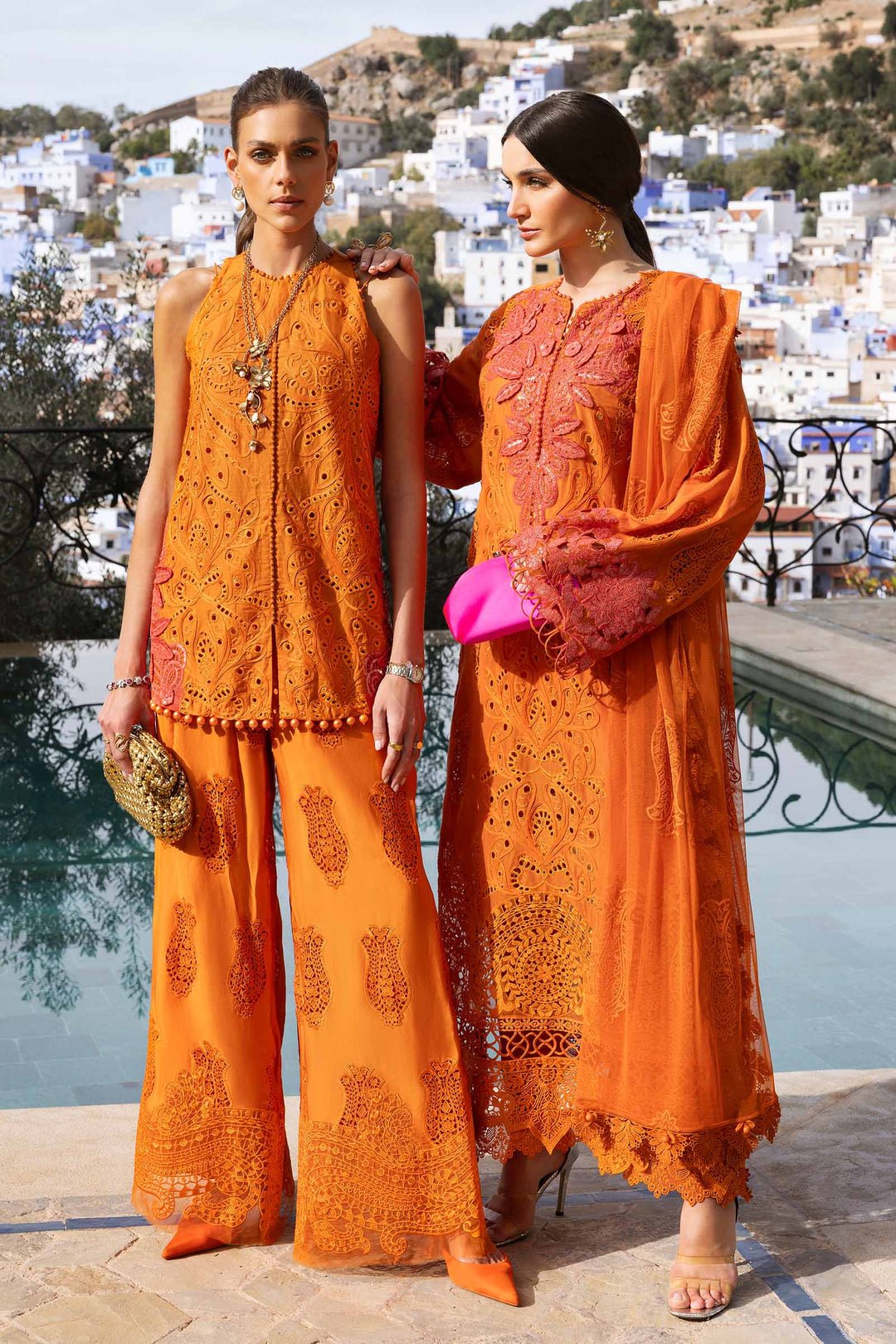 Maria B D-2505-B style reference, Orange Paper Cotton Suit, view 2