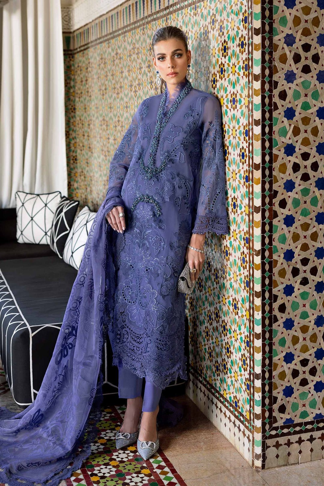Maria B D-2506-B style reference, Violet Organza Suit, view 1